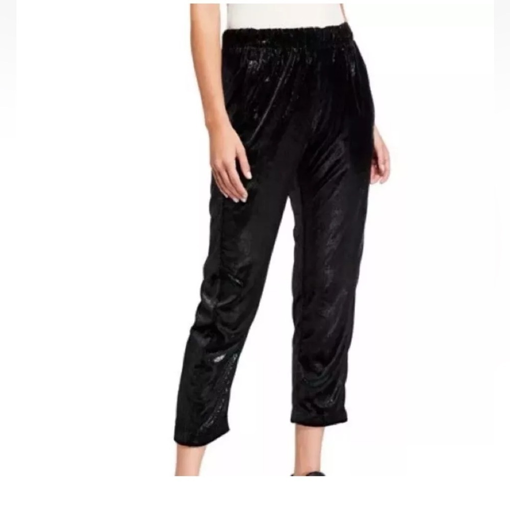 NWT XIRENA Black Shine Pull on Pants Declan Shimmer Velvet Elastic Waist